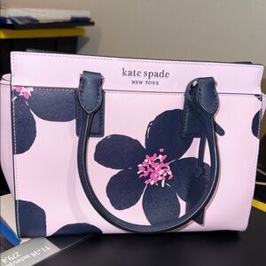 Kate Spade Pink and Navy Floral Satchel